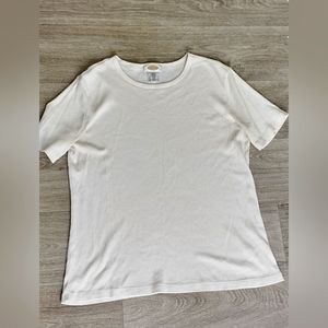 Talbots stretch women's blouse, cream, size L.